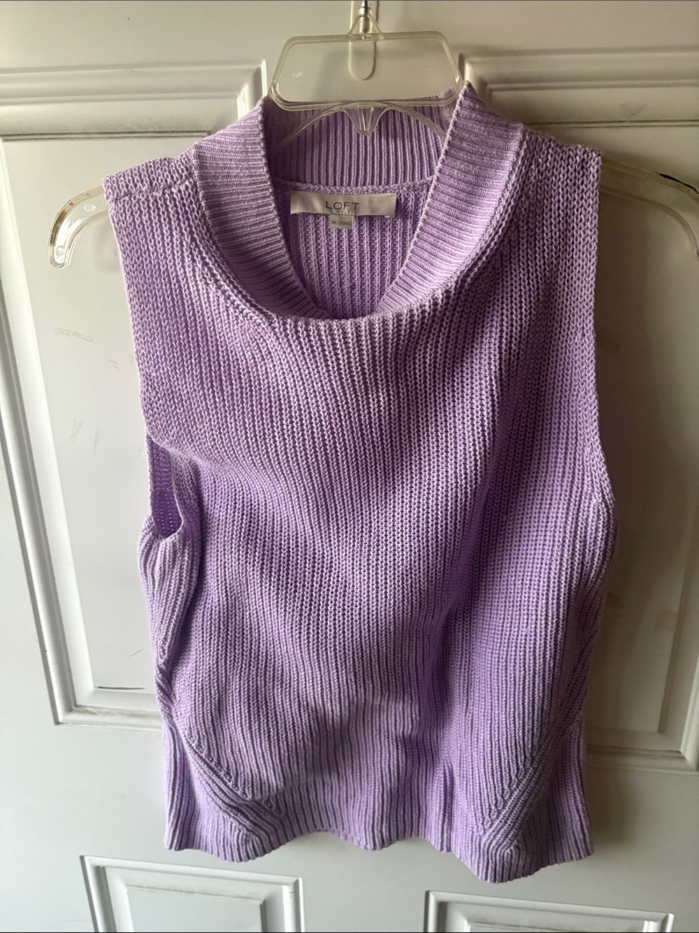 LOFT Lavender Ribbed Sleeveless Turtleneck Sweater